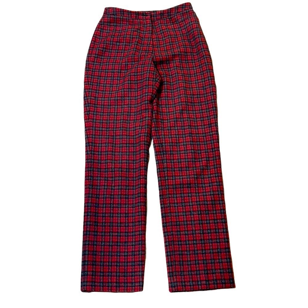 J. Crew Red Plaid Wool Blend Pants Sz 4
